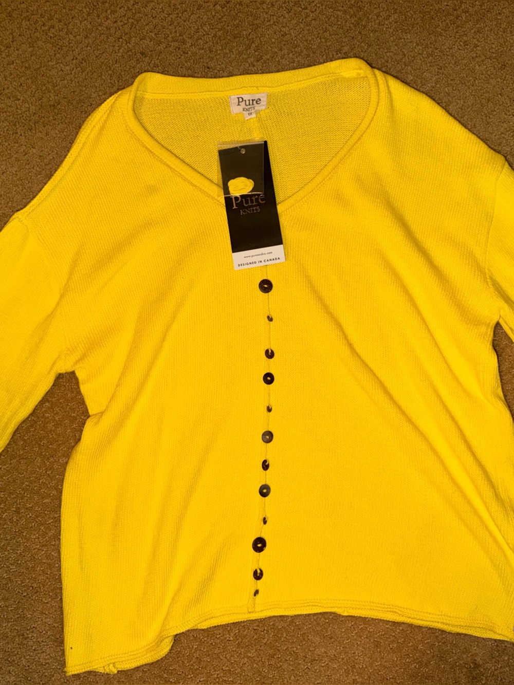 Neiman Marcus Bright Yellow Button-Front Lightweight Cardigan